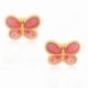 Boucles d'oreille en or jaune et laque, papillon - A