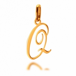 Pendentif alphabet en or jaune, lettre Q