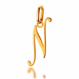Pendentif alphabet en or jaune, lettre N