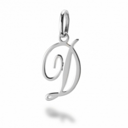 Pendentif alphabet en or gris, lettre D