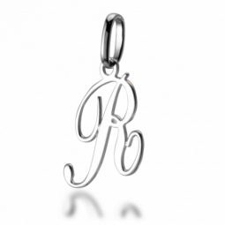 Pendentif alphabet en or gris, lettre R