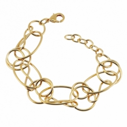 Bracelet en plaqué or, cercles et spirales