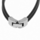 Bracelet en acier caoutchouc noir et câbles acier gris - C