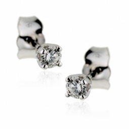 Boucles d'oreilles en or gris, diamant, 4 griffes