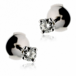 Boucles d'oreilles en or gris, diamant, 4 griffes