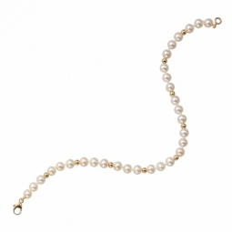 Bracelet en or jaune 1/3, perles de culture d'eau douce 5,5/6mm, fermoir mousqueton