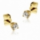 Boucles d'oreilles en or jaune, diamant, 4 griffes - A