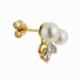 Boucles d'oreilles en or rhodié, perles de culture et diamants - B