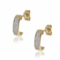 Boucles d'oreilles en or jaune rhodié, diamants