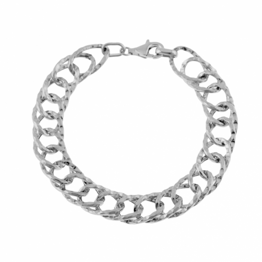 Achat Bracelet en argent rhodié, maille fantaisie Longueur 20 Femme