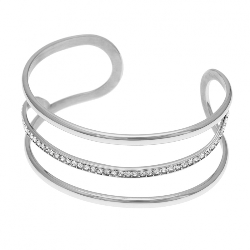 Bracelet jonc en acier et cristaux de synthèse : Longueur - PM Femme - Le  Manège à Bijoux®