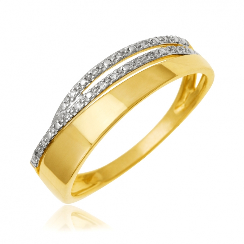 Bague en or jaune rhodi et diamants Taille de doigt 54 1.62