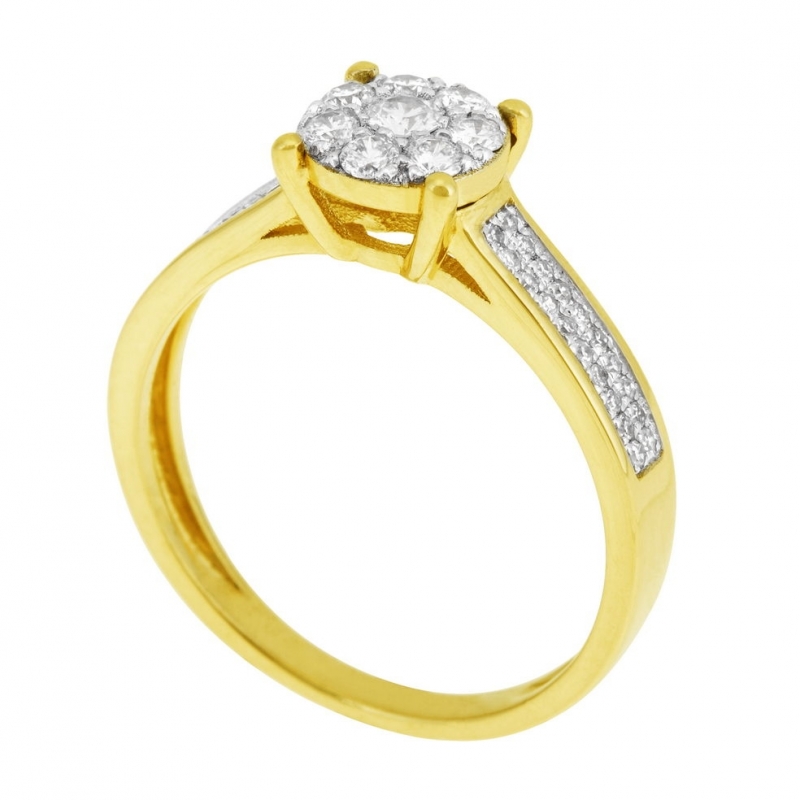 Créoles en or jaune rhodié, diamants blancs et diamants bruns : Longueur -  Taille Unique - Le Manège à Bijoux®