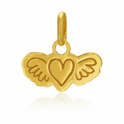 Pendentif en or jaune, coeur et ailes