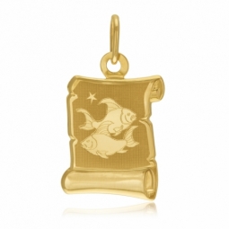 Médaille zodiaque en or jaune, poissons