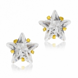 Boucles d'oreilles en or jaune et oxyde de zirconium, étoile