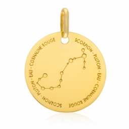 Médaille zodiaque en or jaune, scorpion 