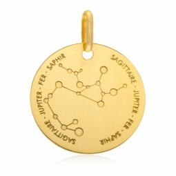 Médaille zodiaque en or jaune, sagittaire 