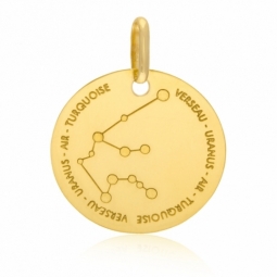 Médaille zodiaque en or jaune, verseau 