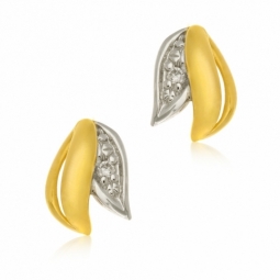 Boucles d'oreilles en or jaune rhodié , diamant