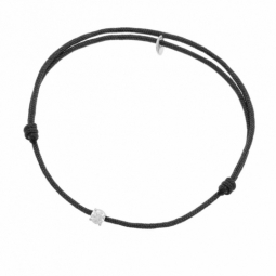 Bracelet cordon noir en or gris, oxyde de zirconium