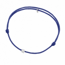 Bracelet cordon bleu en or gris, oxyde de zirconium