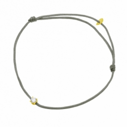 Bracelet cordon kaki en or jaune, oxyde de zirconium