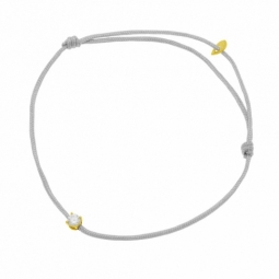 Bracelet cordon gris en or jaune, oxyde de zirconium