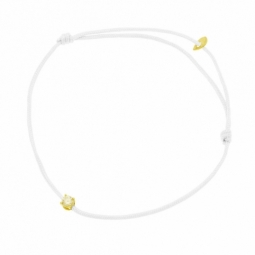 Bracelet cordon blanc en or jaune, oxyde de zirconium