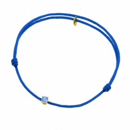 Bracelet cordon bleu marine en or jaune, oxyde de zirconium