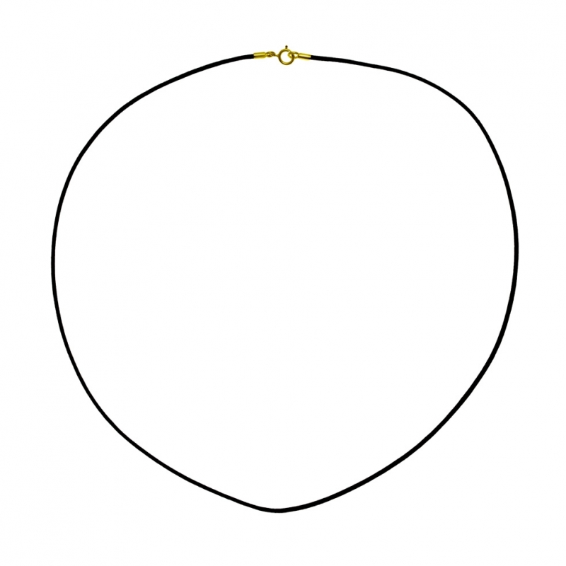Collier cordon rayonne noire fermoir or 750 jaune 45 cm