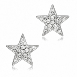 Boucles d'oreilles en argent rhodié, oxydes de zirconium, étoile