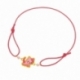 Bracelet cordon fuschia en or jaune et laque,oxydes de zirconium rose, chat  - A