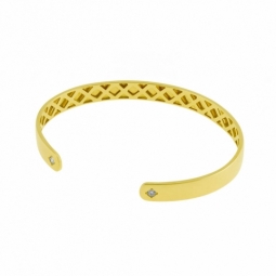 Bracelet jonc ouvert en or jaune et diamants