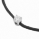 Bracelet cordon noir en or gris, oxyde de zirconium - B