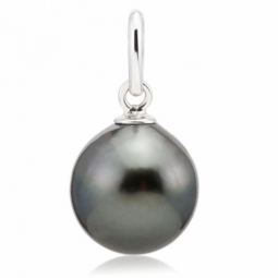 Pendentif en or gris, perle de culture de Tahiti 9-9.5 mm