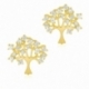 Boucles d'oreilles en or jaune et oxydes de zirconium, arbre de vie - A