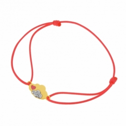 Bracelet cordon orange en or jaune et laque