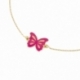 Bracelet en or jaune et laque rose, papillon - B