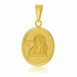 Médaille réversible en or jaune ange, mate et lisse