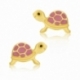 Boucles d'oreilles en or jaune et laque de couleur, tortue - A