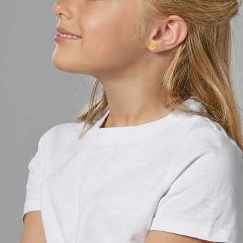 Boucles d'oreilles en or jaune et laque, poussin