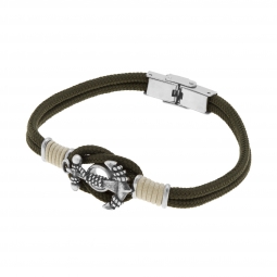 Bracelet cordon et acier, ancre marine
