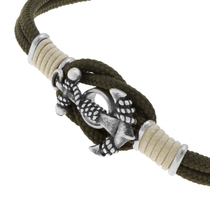 Bracelet Acier - Esprit marin avec cordon et mousqueton