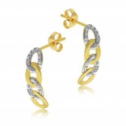 Boucles d'oreilles en or jaune rhodié, diamants