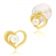 Boucles d'oreilles en or jaune et perle de culture  - A