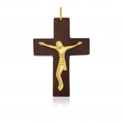 Croix en or jaune et bois, Christ