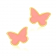 Boucles d'oreilles en or jaune et laque corail, papillon - A