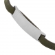 Bracelet cuir kaki en acier, plaque rectangle mate 9 mm - A