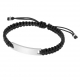 Bracelet cordon noir en acier, plaque rectangle  - A